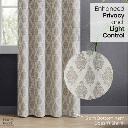 Polyester Jacquard  Curtain Stonehaven Damask, Stone