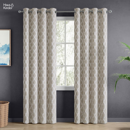 Polyester Jacquard  Curtain Stonehaven Damask, Stone