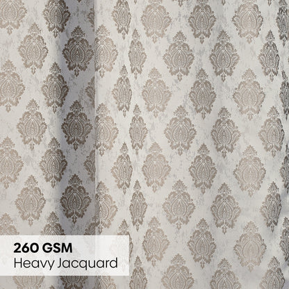 Polyester Jacquard  Curtain Stonehaven Damask, Stone