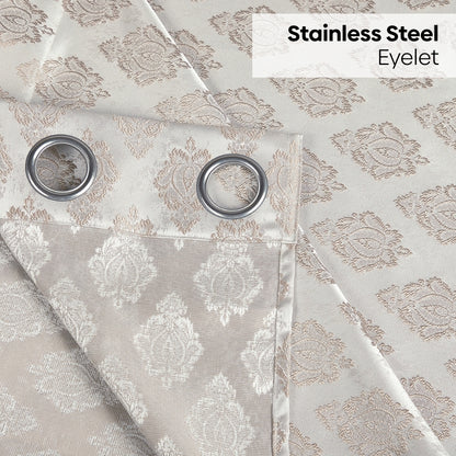 Polyester Jacquard  Curtain Stonehaven Damask, Stone
