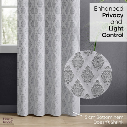 Polyester Jacquard  Curtain Silvercrest Damask, Grey