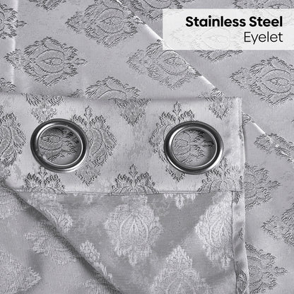 Polyester Jacquard  Curtain Silvercrest Damask, Grey