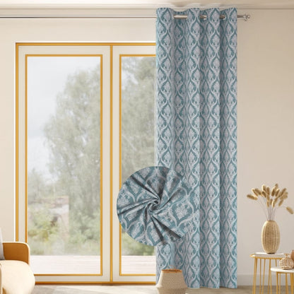 Ornate Symphony Curtain Set, Aqua