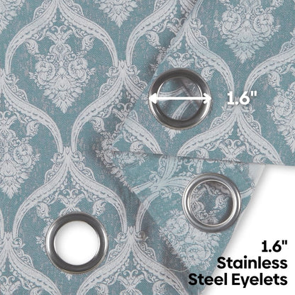 Ornate Symphony Curtain Set, Aqua