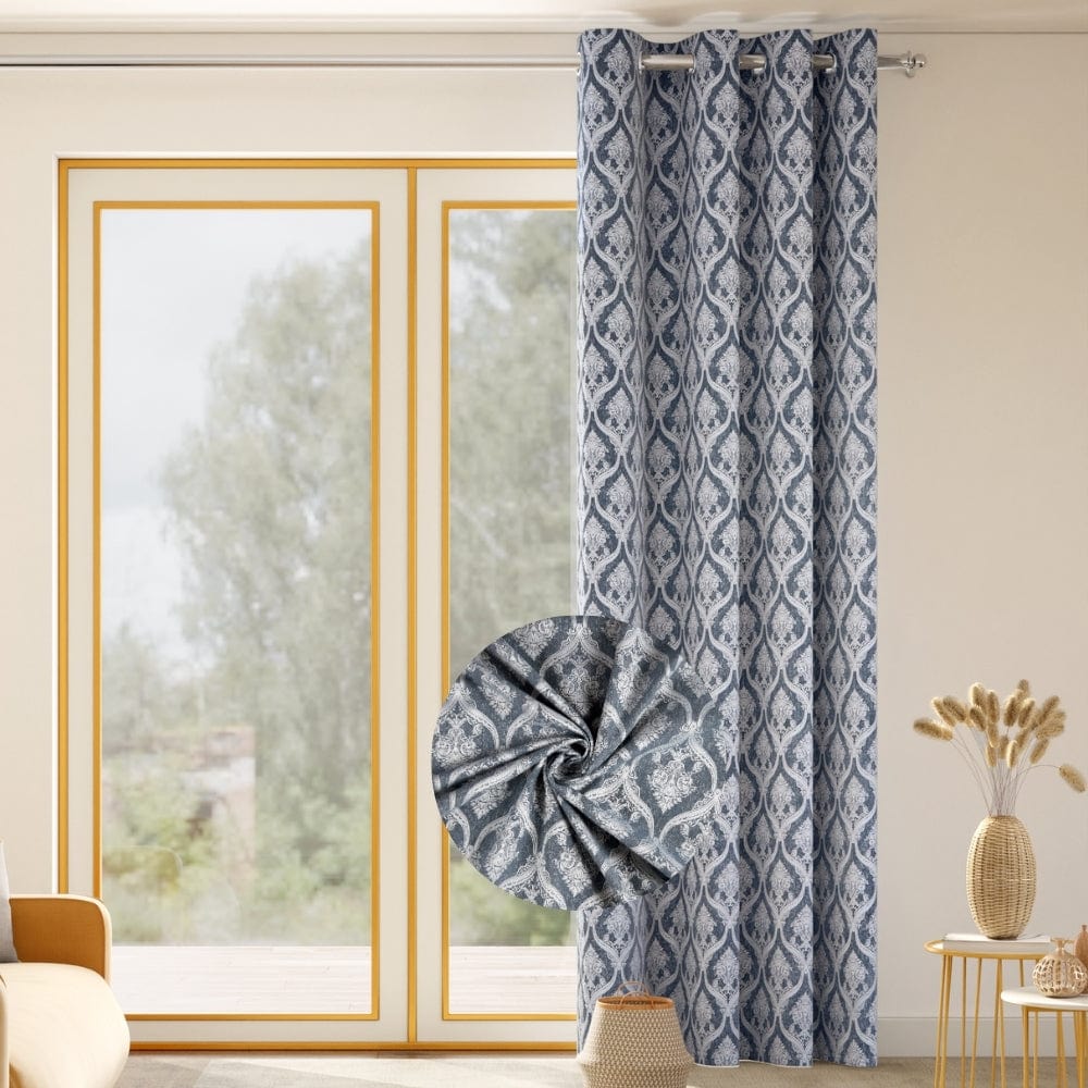 Ornate Symphony Curtain Set, Sapphire