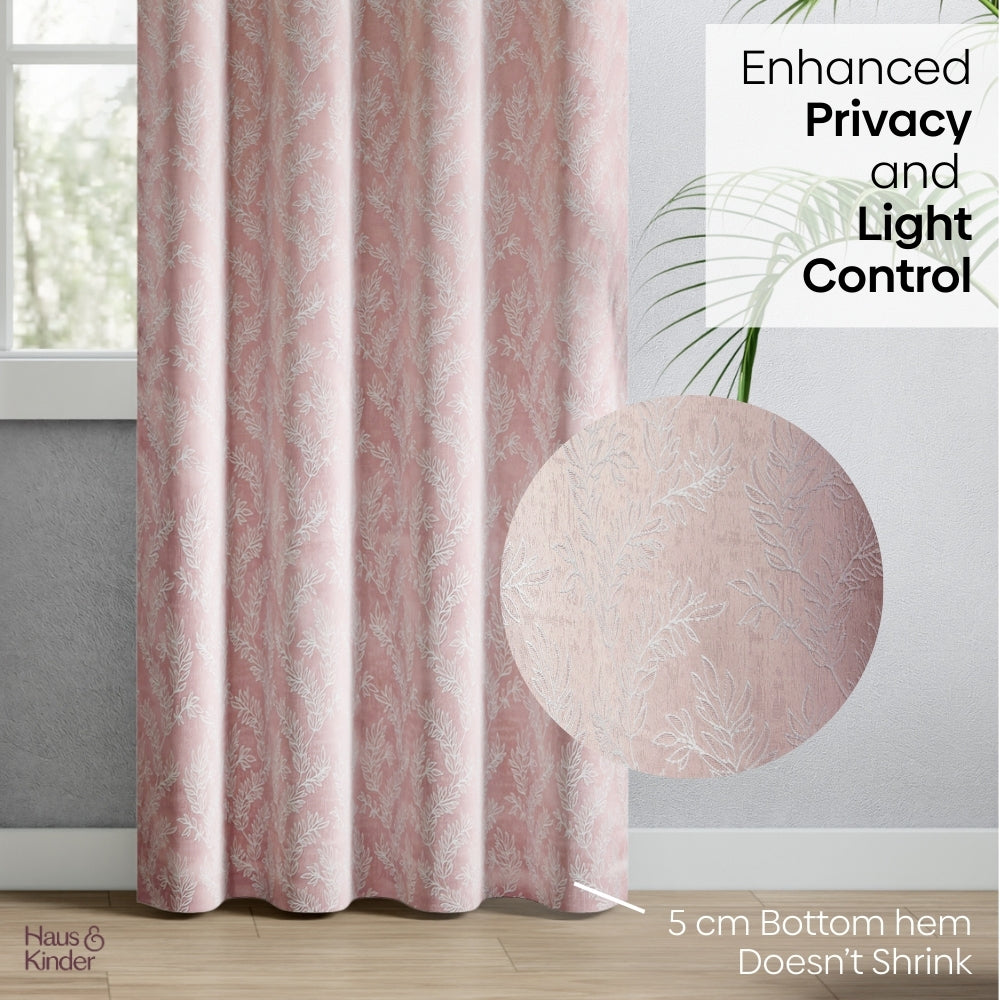 Polyester Jacquard  Curtains Whispering Willow, Pink