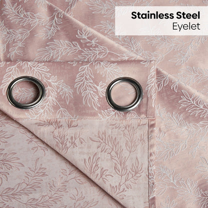 Polyester Jacquard   Window Curtains Whispering Willow, Pink