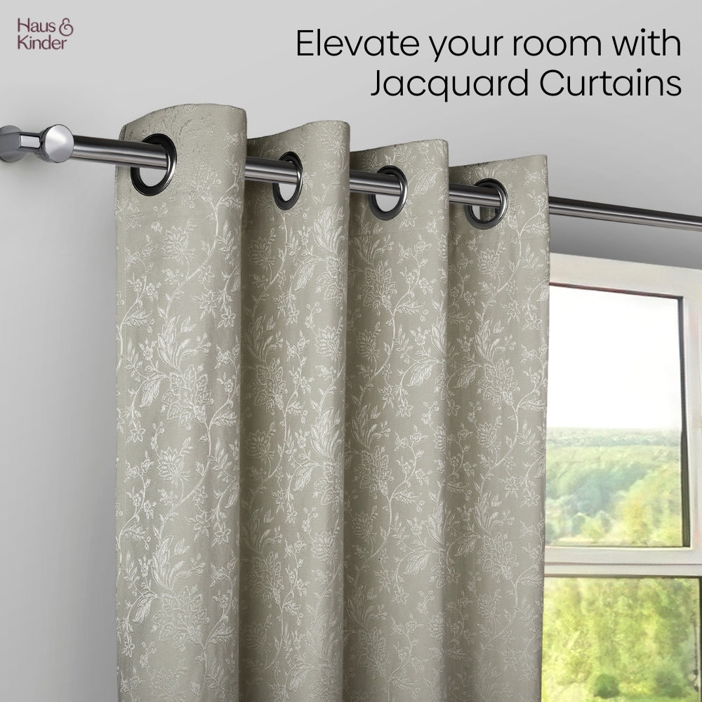 Poly Cotton Jacquard  Curtains Frosted Garden, Pista