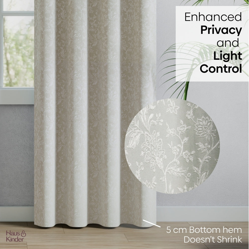 Poly Cotton Jacquard  Curtains Frosted Garden, Pista