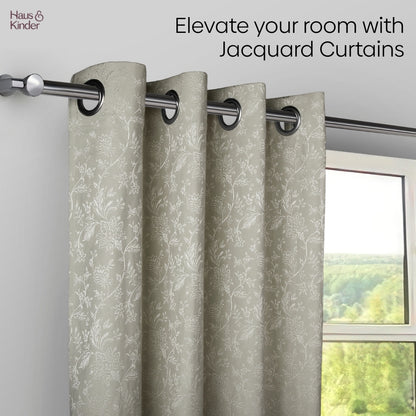 Poly Cotton Jacquard  Window Curtains Frosted Garden, Pista