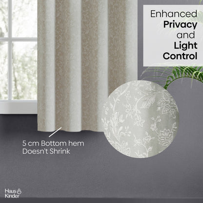 Poly Cotton Jacquard  Window Curtains Frosted Garden, Pista