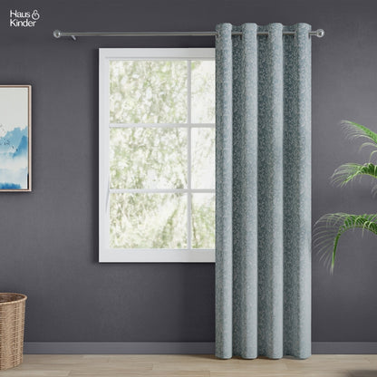 Poly Cotton Jacquard  Curtains Twilight Bloom, Firozi