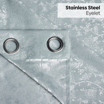 Poly Cotton Jacquard  Curtains Twilight Bloom, Firozi