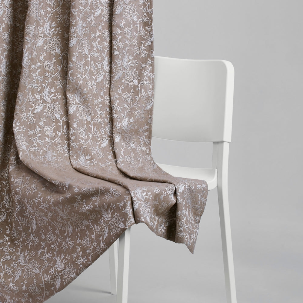 Polyester Jacquard  Window Curtains Shadow Garden, Coffee