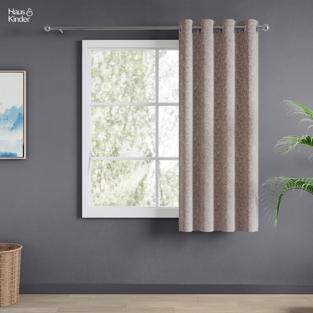 Polyester Jacquard  Window Curtains Shadow Garden, Coffee