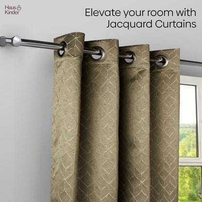 Polyester Jacquard  Window Curtains Urban Lattice, Moss