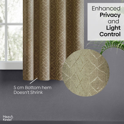 Polyester Jacquard  Window Curtains Urban Lattice, Moss