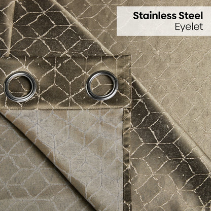 Polyester Jacquard  Window Curtains Urban Lattice, Moss