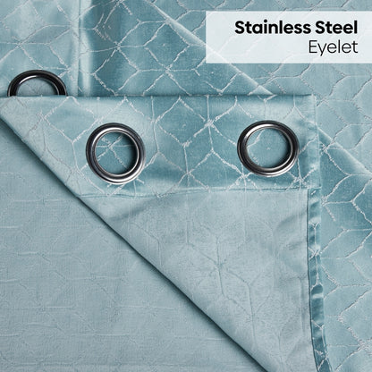 Polyester Jacquard  Window Curtains Mist Lattice, Aqua