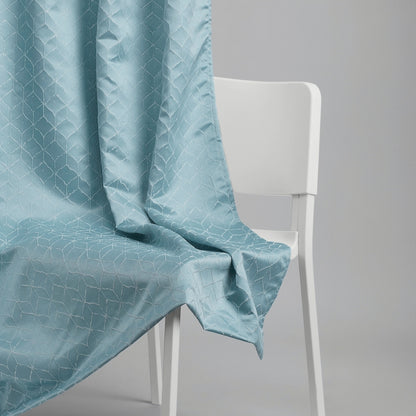 Polyester Jacquard  Window Curtains Mist Lattice, Aqua