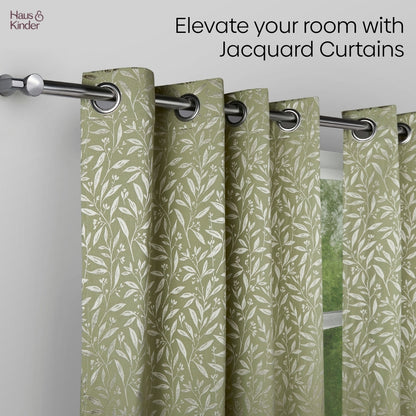 Poly Cotton Jacquard  Curtains Olive Grove, Olive