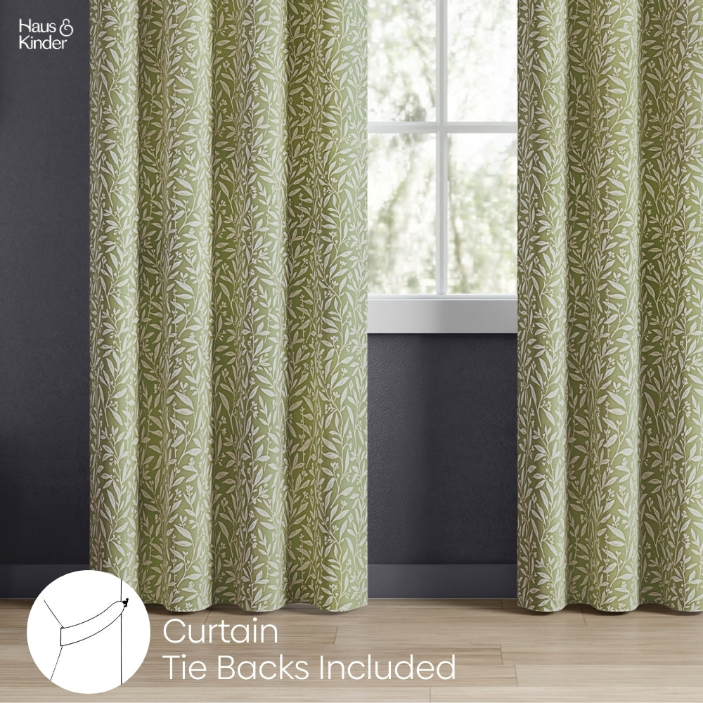 Poly Cotton Jacquard  Curtains Olive Grove, Olive