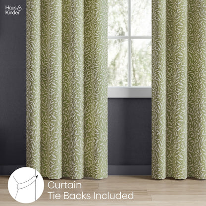 Poly Cotton Jacquard  Curtains Olive Grove, Olive