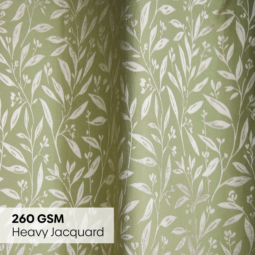 Poly Cotton Jacquard  Curtains Olive Grove, Olive