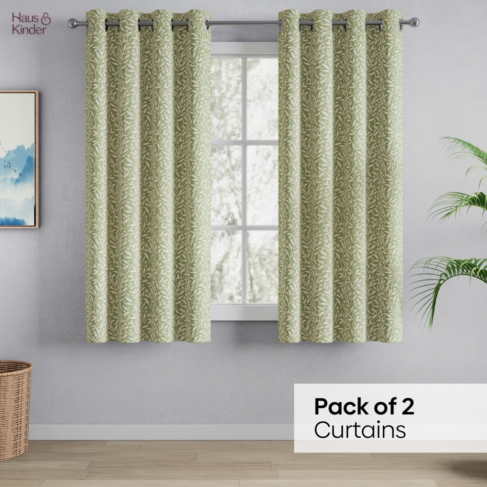 Poly Cotton Jacquard  Curtains Olive Grove, Olive