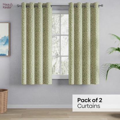 Poly Cotton Jacquard  Curtains Olive Grove, Olive