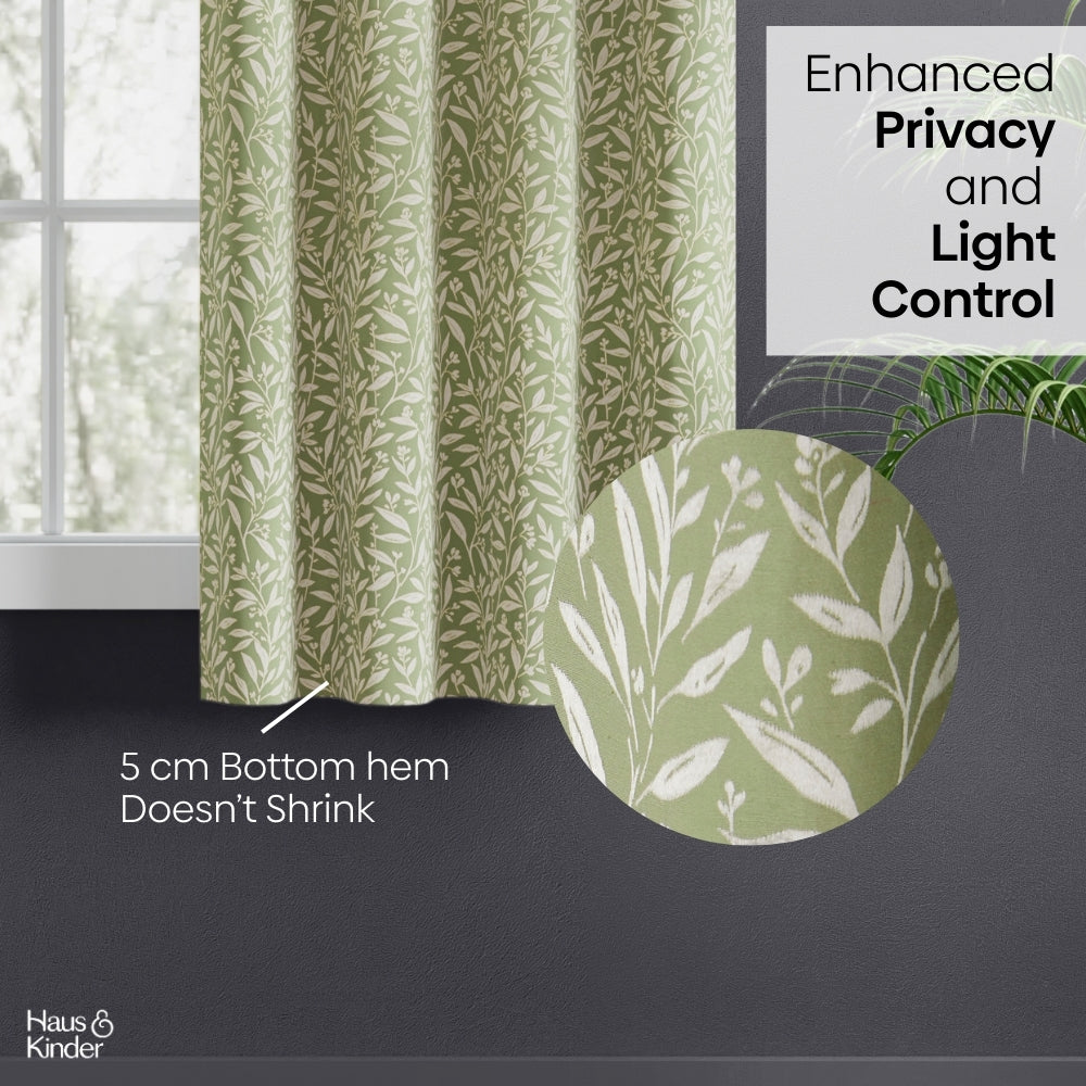 Poly Cotton Jacquard  Window Curtains Olive Grove, Olive