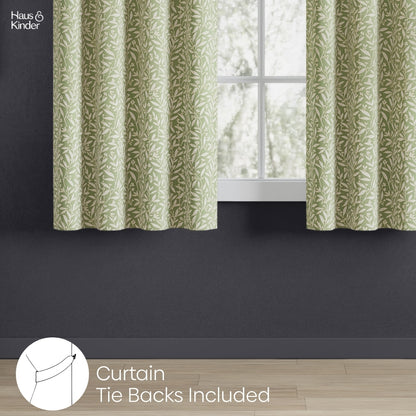 Poly Cotton Jacquard  Window Curtains Olive Grove, Olive