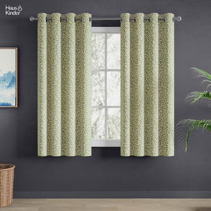 Poly Cotton Jacquard  Window Curtains Olive Grove, Olive