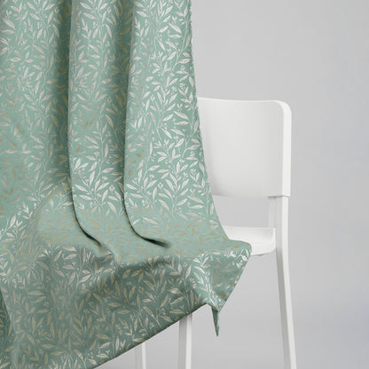 Poly Cotton Jacquard  Curtains Silver Willow, Firozi