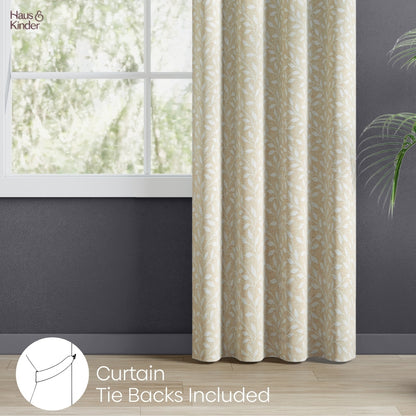 Polyester Jacquard  Curtain Silken Branch, Fawn