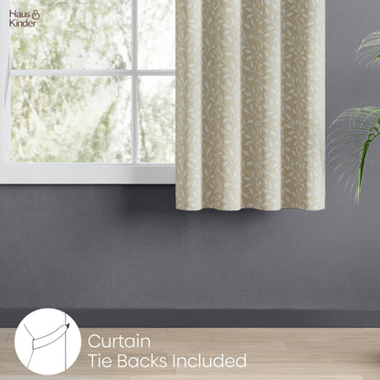 Polyester Jacquard  Curtain Silken Branch, Fawn