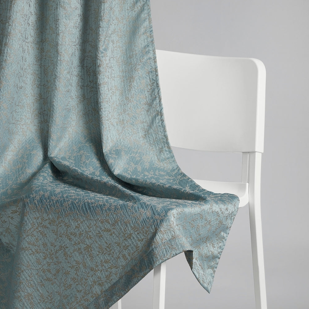 Polyester Jacquard Curtains Glittering Fern, Aqua