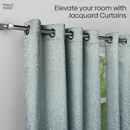 Polyester Jacquard  Door Curtains Glittering Fern, Aqua