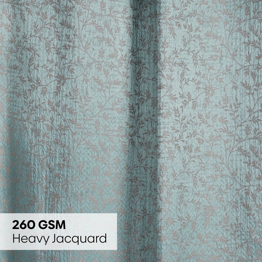 Polyester Jacquard Curtains Glittering Fern, Aqua