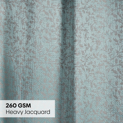 Polyester Jacquard Curtains Glittering Fern, Aqua