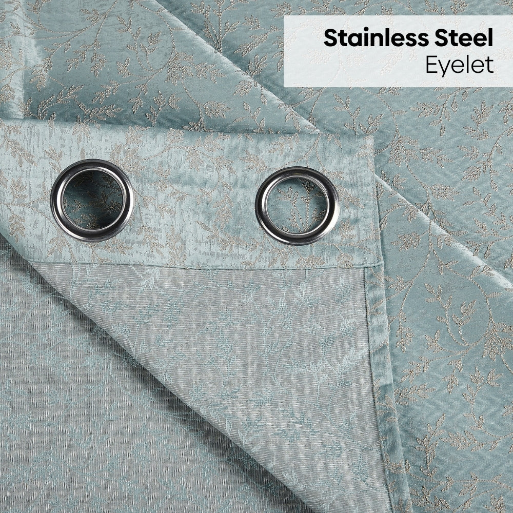 Polyester Jacquard Curtains Glittering Fern, Aqua