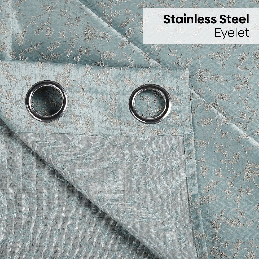 Polyester Jacquard Curtains Glittering Fern, Aqua - Jacquard Curtains | haus & kinder