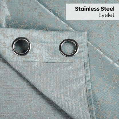 Polyester Jacquard  Door Curtains Glittering Fern, Aqua