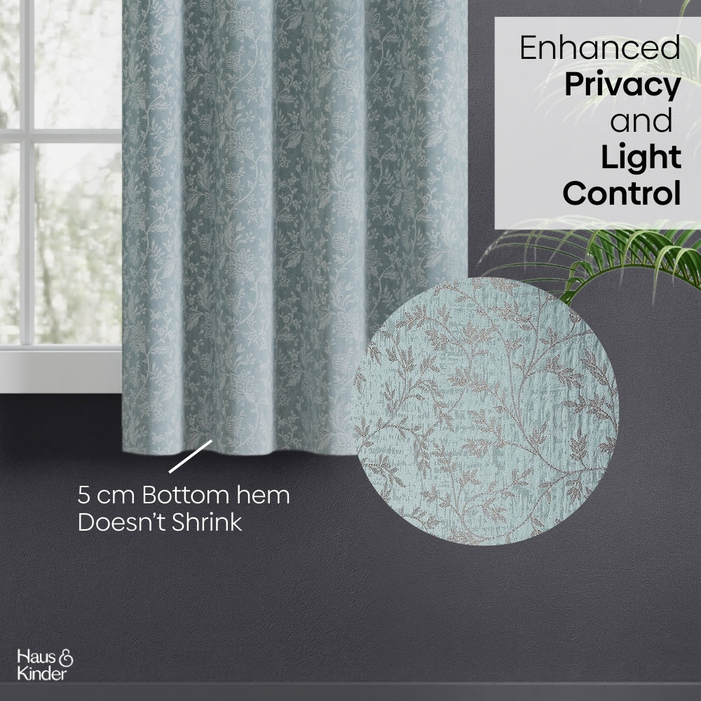 Polyester Jacquard Curtains Glittering Fern, Aqua