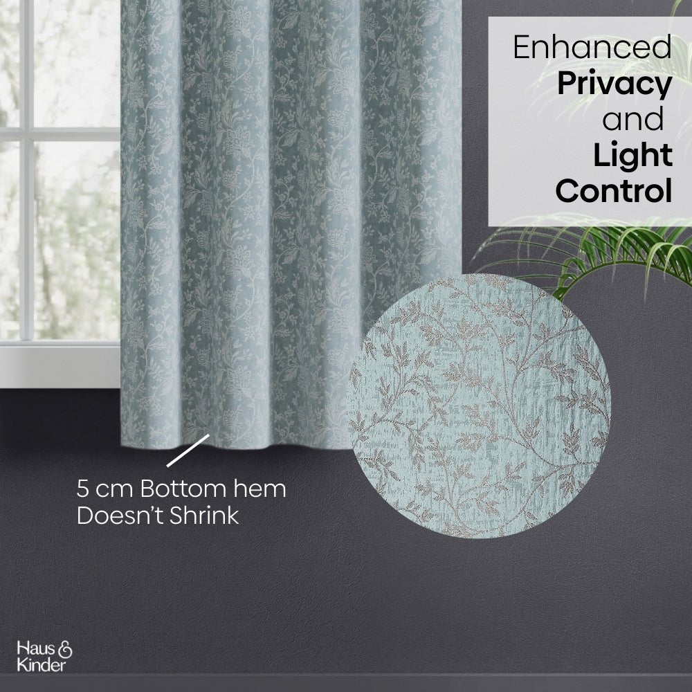 Polyester Jacquard Curtains Glittering Fern, Aqua - Jacquard Curtains | haus & kinder