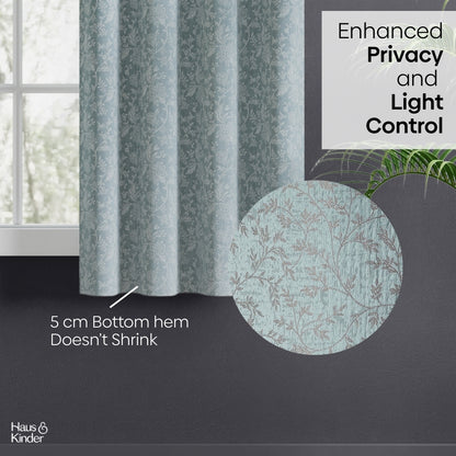 Polyester Jacquard Curtains Glittering Fern, Aqua