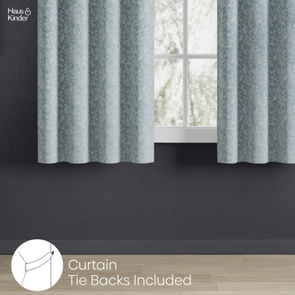Polyester Jacquard Curtains Glittering Fern, Aqua