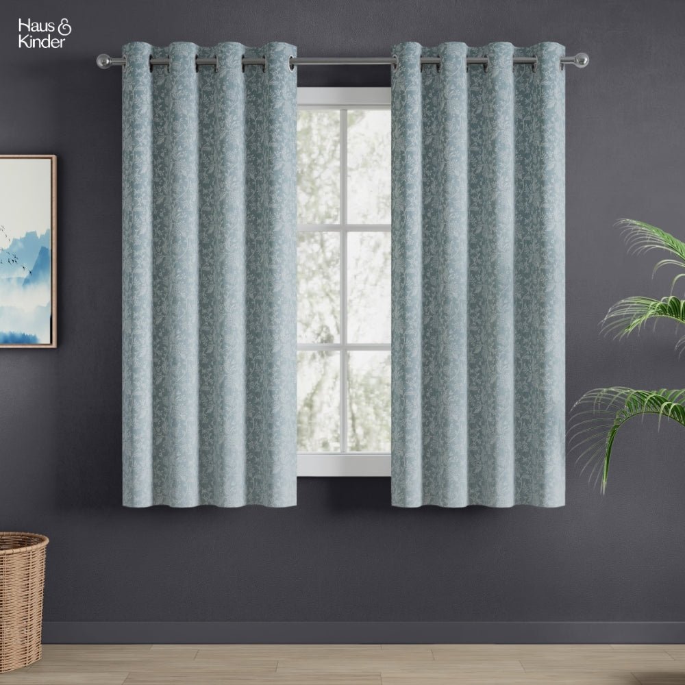 Polyester Jacquard Curtains Glittering Fern, Aqua - Jacquard Curtains | haus & kinder