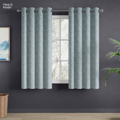 Polyester Jacquard Curtains Glittering Fern, Aqua