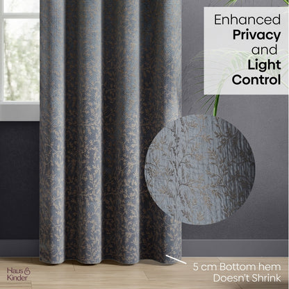 Polyester Jacquard  Curtains Misty Fern Powder, Blue